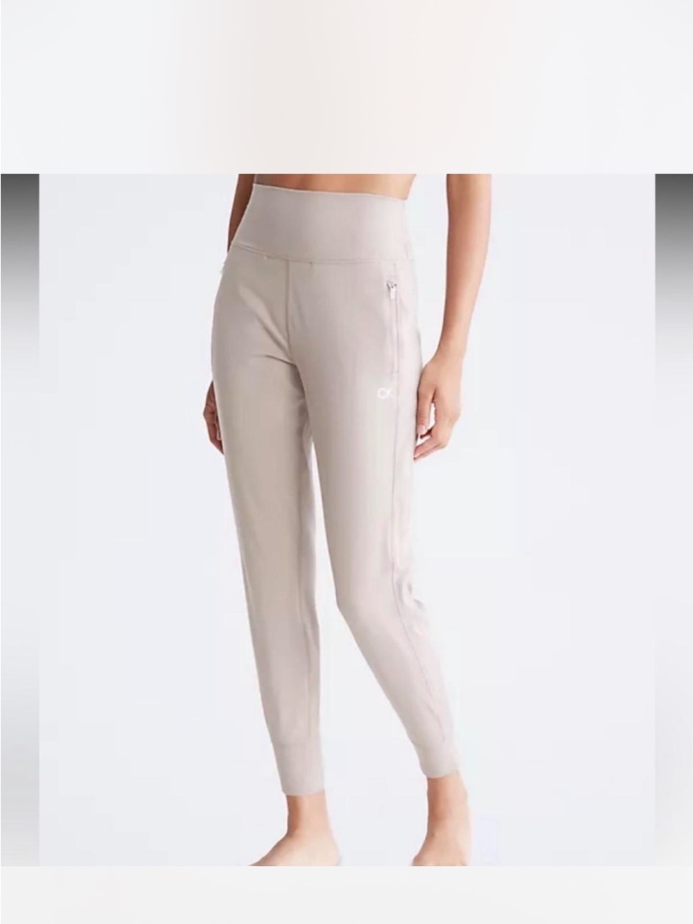 Calvin Klein Beige High-Waist Track Joggers